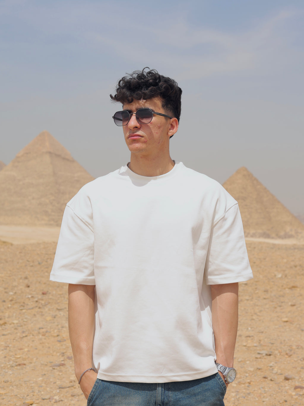 Boxy-fit Plain T shirt White
