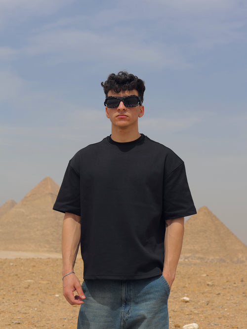 Boxy-fit Plain T-Shirt Black