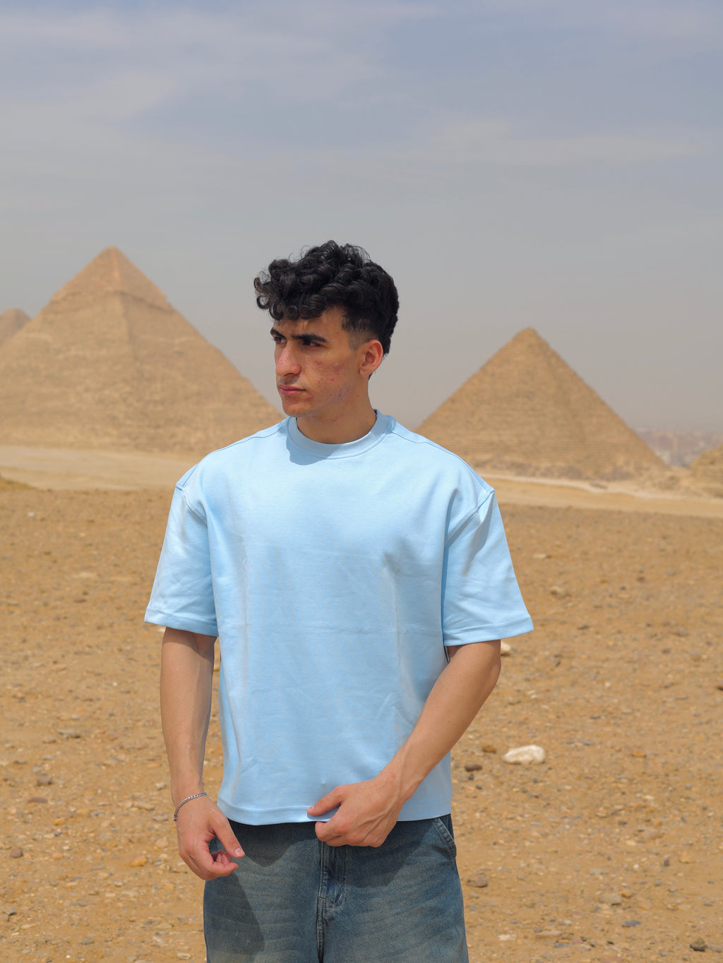 Boxy-fit Plain T-Shirt Baby blue