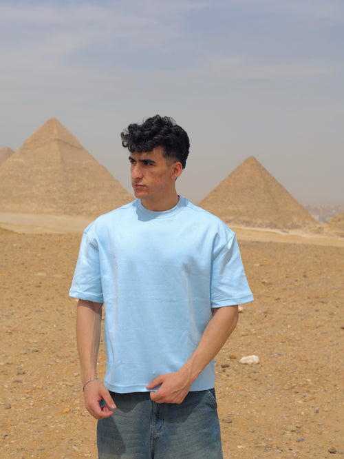 Boxy-fit Plain T-Shirt Baby blue