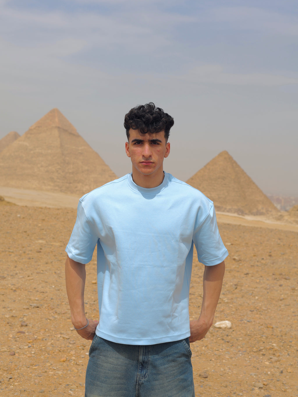 Boxy-fit Plain T-Shirt Baby blue