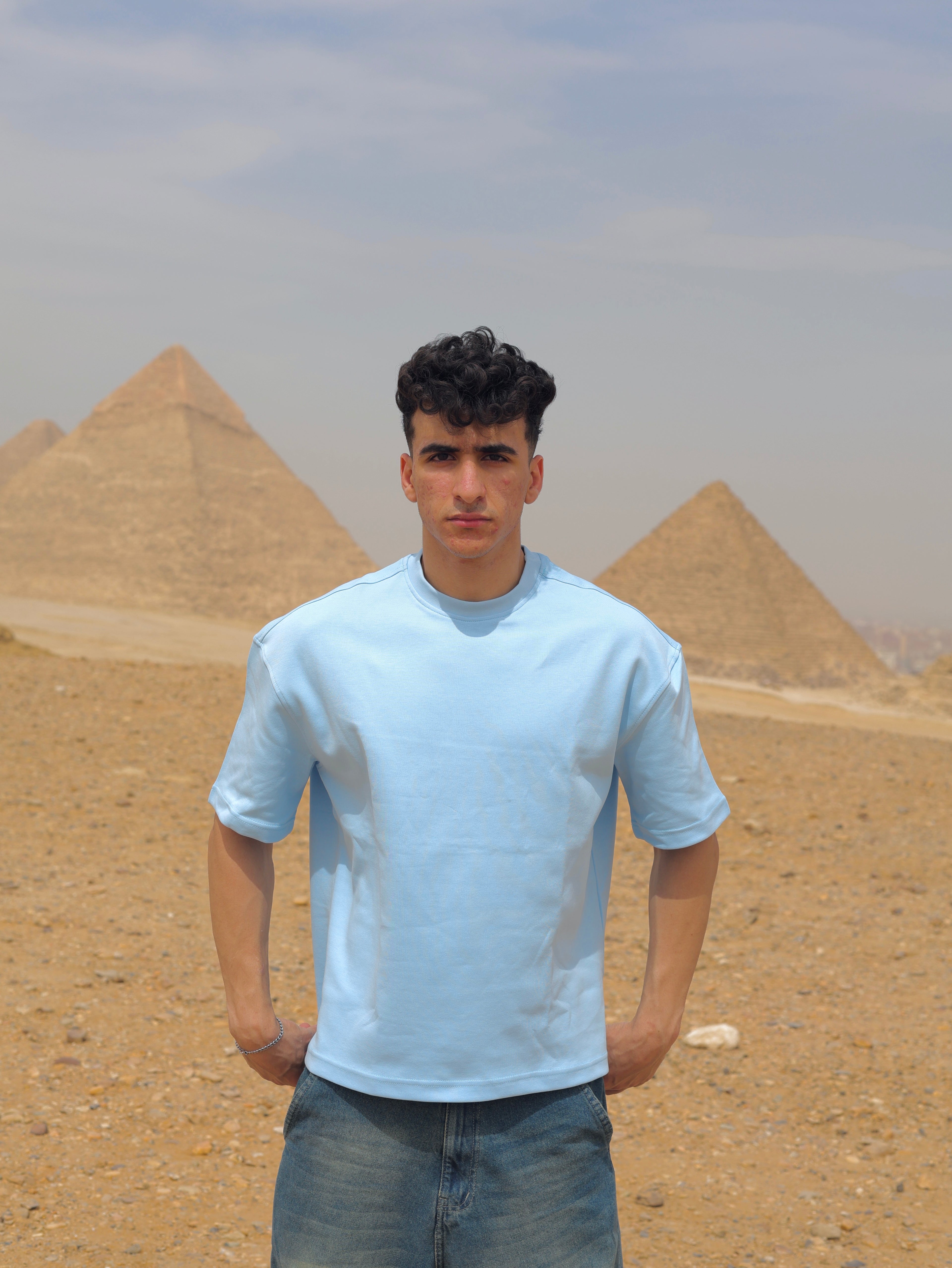 Boxy-fit Plain T-Shirt Baby blue