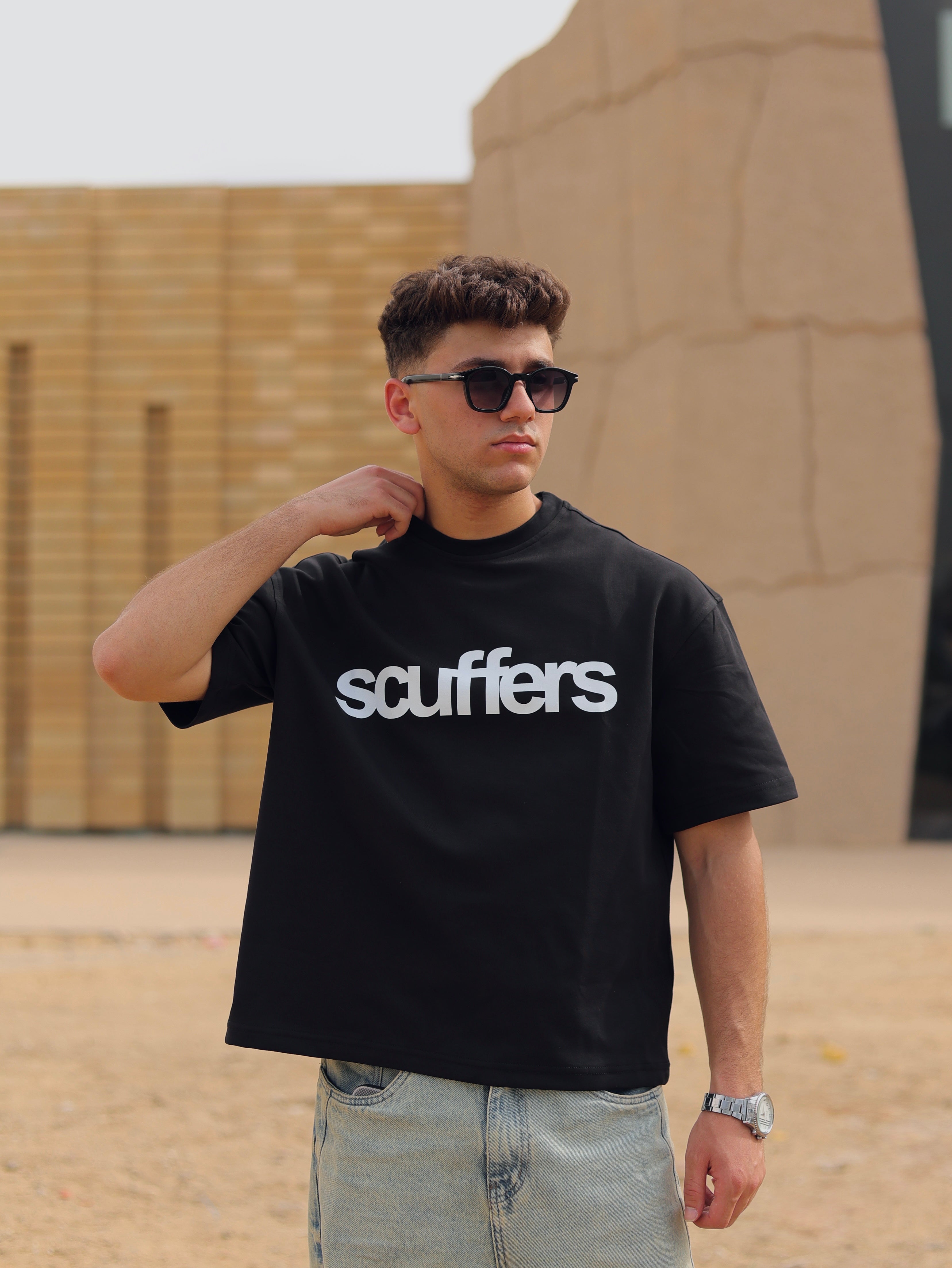 Boxy-fit T shirt Black