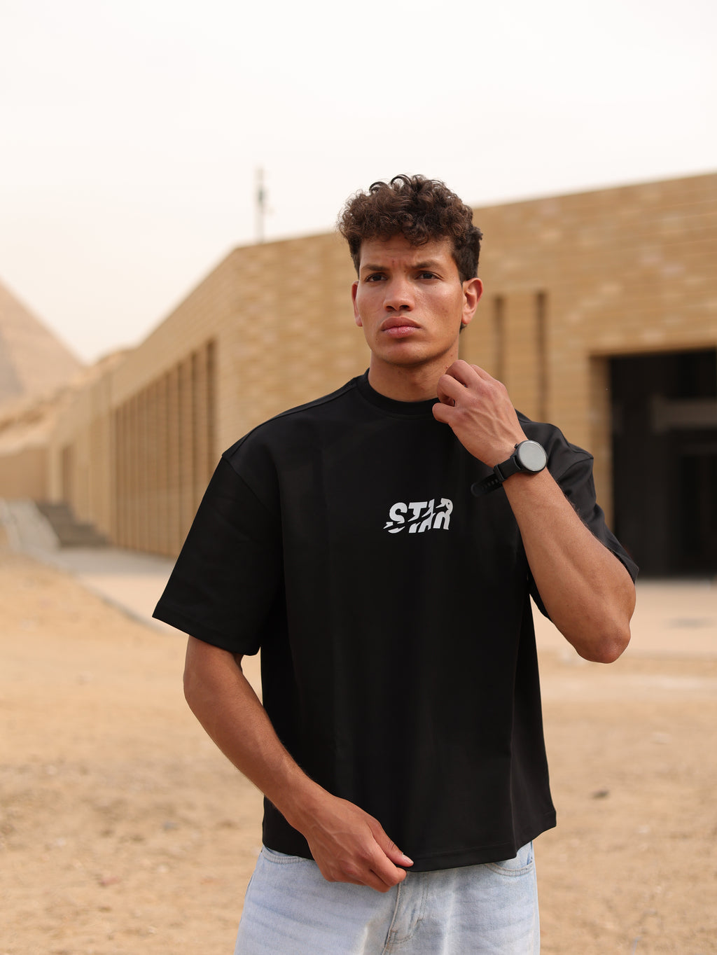 Boxy-fit T shirt Black