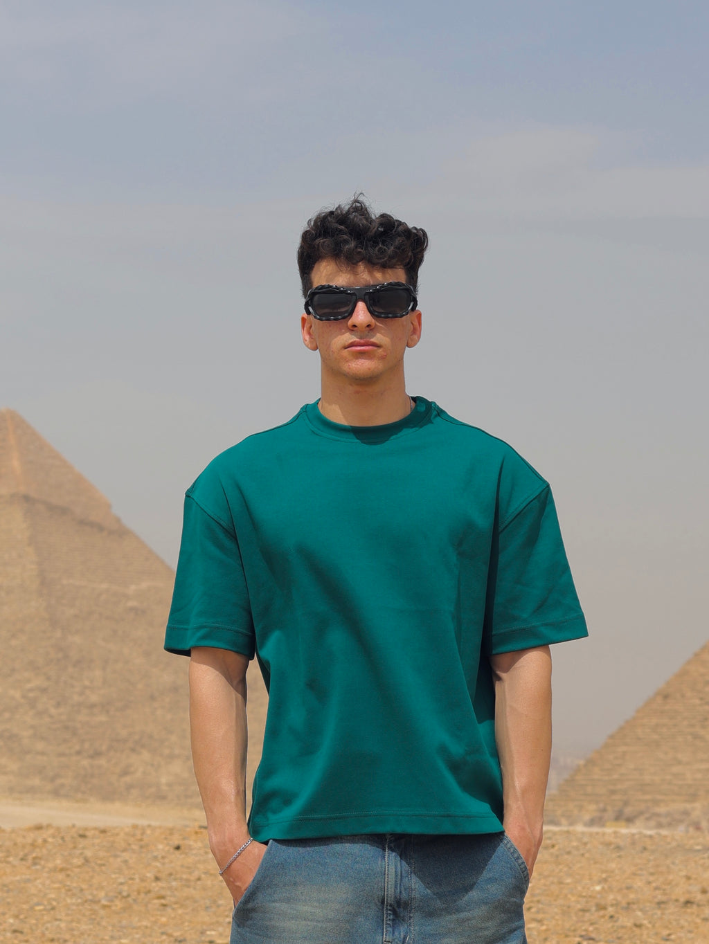 Boxy-fit Plain T-Shirt Green