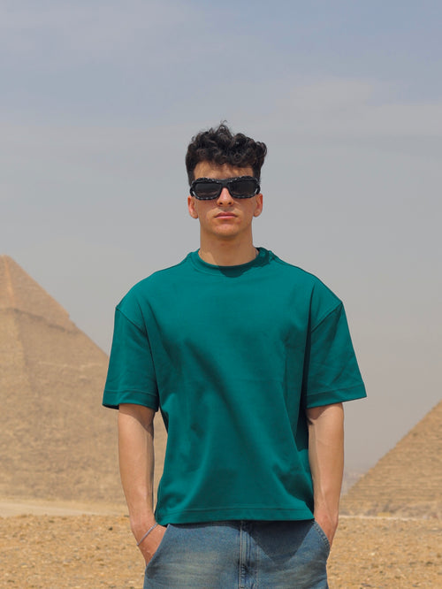 Boxy-fit Plain T-Shirt Green