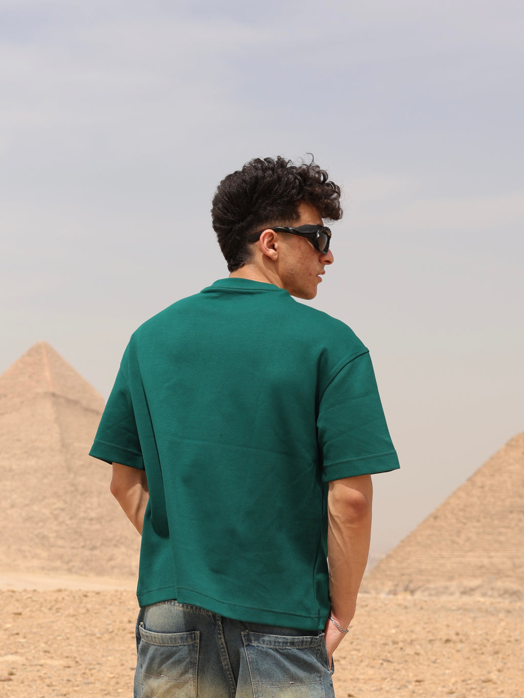 Boxy-fit Plain T-Shirt Green