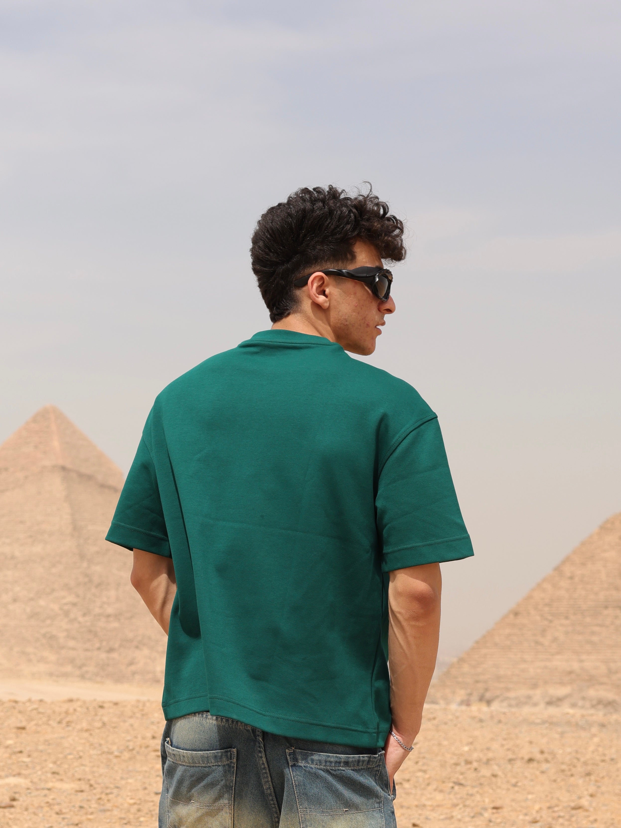 Boxy-fit Plain T-Shirt Green